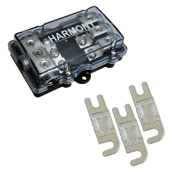 Harmony HA-MIDIFD3 Mini ANL MIDI 3-Way Fused Distribution Block & 80 Amp Fuses