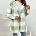 thumbnail image 6 of TrdSipl Womens Plaid Sherpa Fleece Jacket 2025 Fall Winter Casual Thermal Cardigan Long Open Front Fashion Fuzzy Coat Outerwear with Pocket, 6 of 6