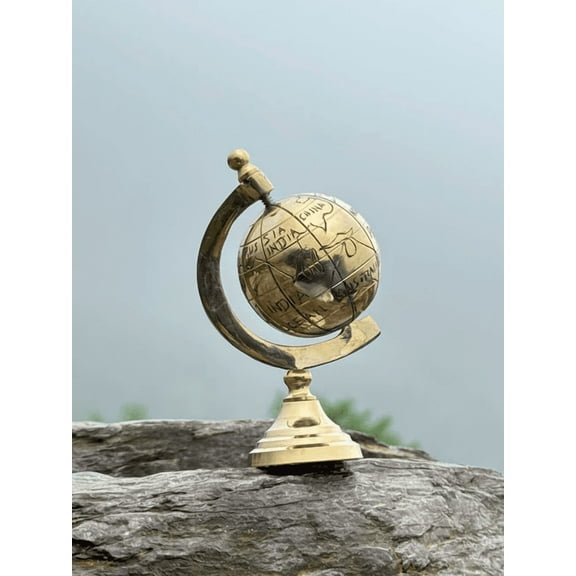 NamasteHimalayas Handcrafted Brass Mini Globe – Vintage World Map Decor & Gift | Home Decoration