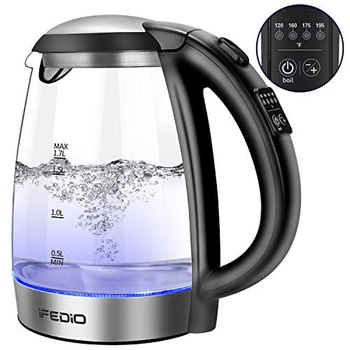 Ifedio Electric Kettle 1 7l Glass Electric Tea Kettle Hot Water Kettle With Auto Shut Off Boil Dry Protection Fast Heating Cordless Water Boiler Walmart Com