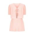 thumbnail image 4 of Summer Savings 2025!Casual 2 Piece Sets for Women Shorts Two Piece Short Sets for Women Pink Linen Sets for Women 2 Piece Pants, 4 of 8