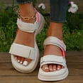 thumbnail image 5 of WEAIXIMIUNG Sandals Women Wedge Sandals for Women Black Sandals Women Fashion Block Heel Sandals with Adjustable Ankle Strap Sandals Women Dressy Summer Flat Wide Feet 2024 White 38, 5 of 7