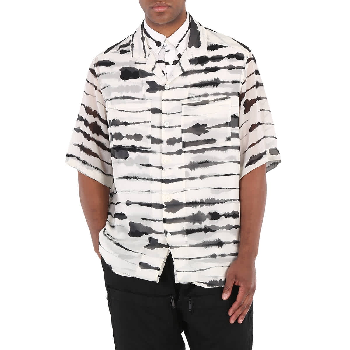 Burberry Watercolour Print Double-layered Shirt, Size Small Burberry Watercolour Print Double-layered Shirt, Size Small