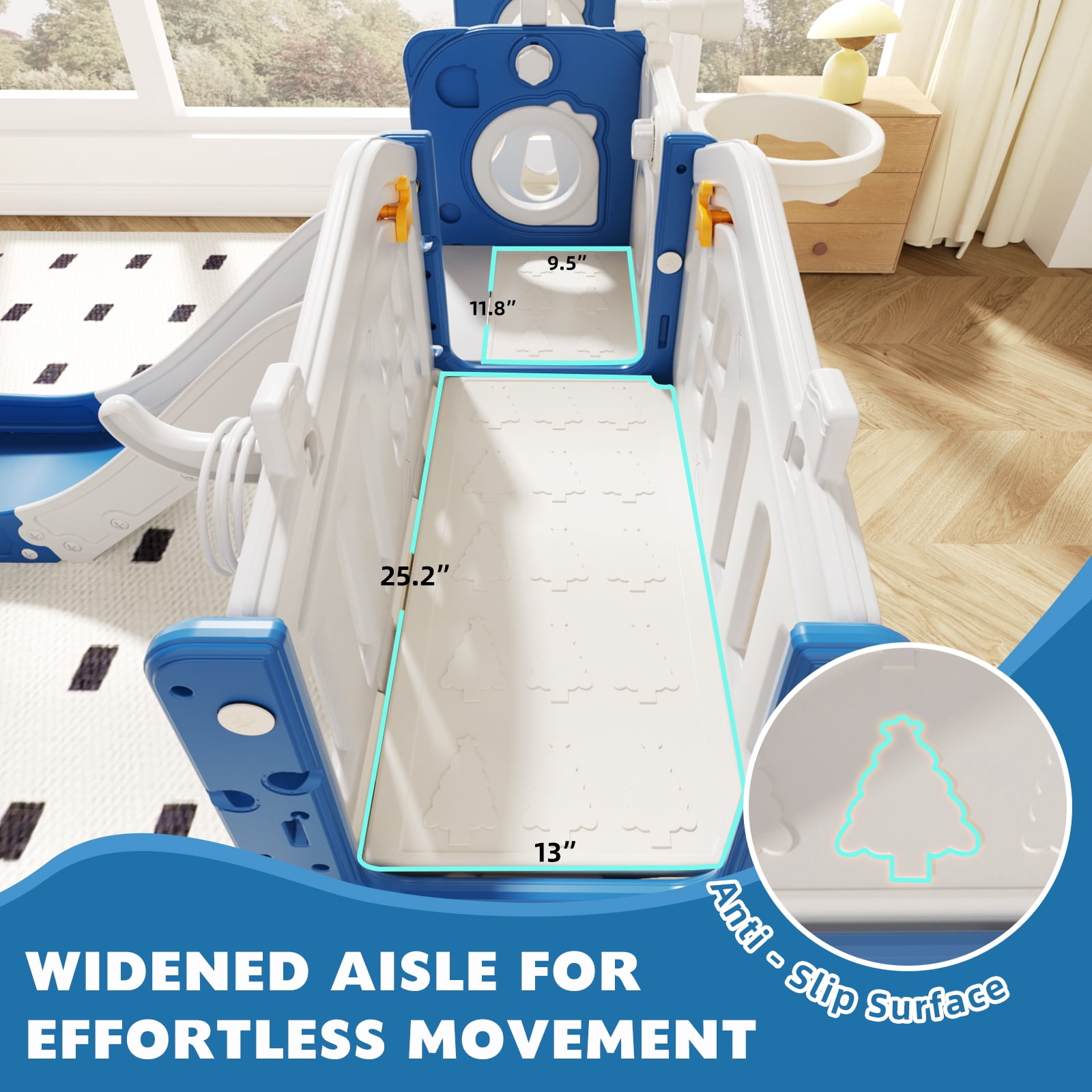 XJD 11 in 1 Toddler Slide and Swing Set - Baby Slide for Toddlers 1-3, Indoor Outdoor Toddler Playset Playground, Blue & Gray