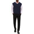 thumbnail image 2 of INSPIRE CHIC Men's Sweater Vest V Neck Solid Color Knit Sleeveless Top M Navy Blue, 2 of 5