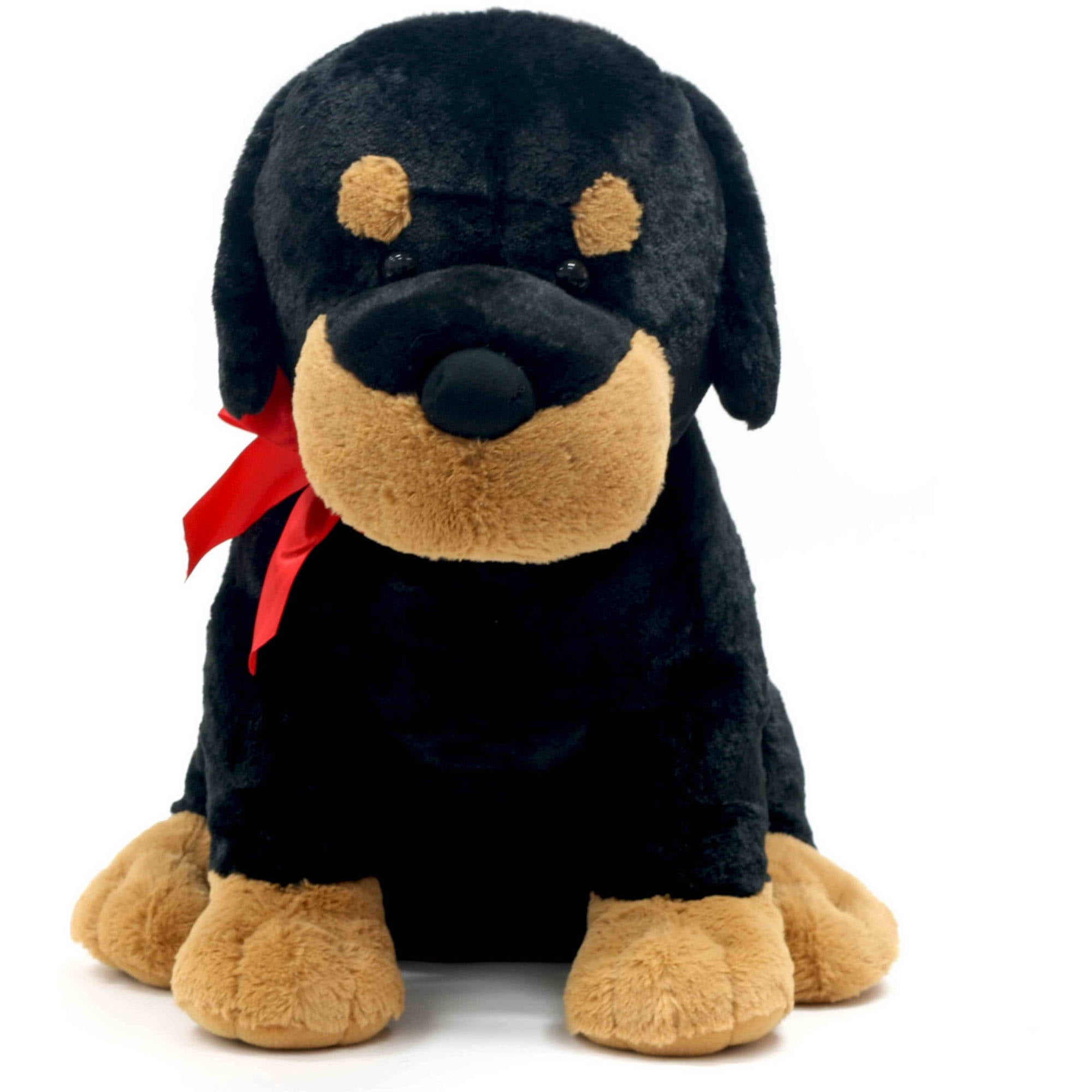 Large Puppy Dog Plush Toy with Red Bow 24