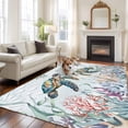 thumbnail image 3 of Coastal Turtle Area Rug 6x9 FT, Non Slip Living Room Throw Carpet, Ocean Starfish Coral Nautical Octopus Washable Soft Large Floor Carpet Non-Shedding Rug for Bedroom Dining Room Play Room, 3 of 9