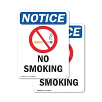 (2 Pack) No Smoking OSHA Notice Sign 7 Inch X 10 Inch Indoor / Outdoor Rust-Free Aluminum Metal Signs for Workplace, Workshop, and Construction Site, Made in the USA