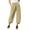 Khaki, variant on WREESH Womens Cotton Linen Pants Fashion Fitness Sport Relaxed Loose Elastic Waist Long Sweatpants Solid Color Bound Feet Olive Green