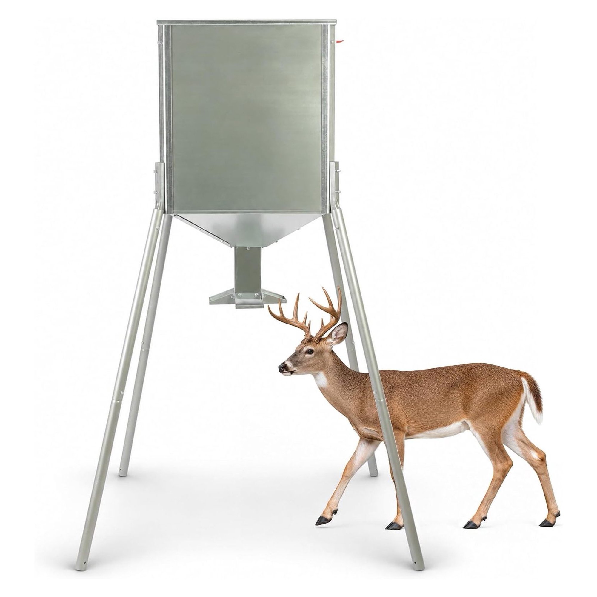 450 LB Gravity Deer Feeder Hunting Game Feed Station with 4 Way Ports and 73 Lb Weight for Protein and Feed