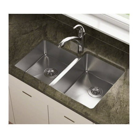 Polaris Sinks 31 25 L X 20 5 W Offset Double Bowl Stainless Steel Undermount Kitchen Sink