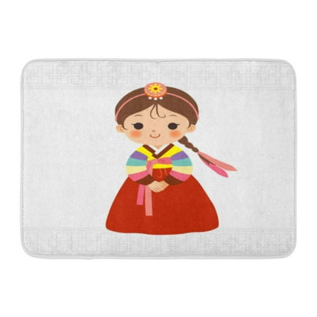 Doormat Costume GODPOK Culture Cartoon Cute Little Girl in Korean Traditional Costume Child Hanbok Rug Doormat Bath Mat 23.6x15.7 inch ()