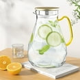 thumbnail image 2 of 74 oz Glass Pitcher with Golden Lid & Spout, 2.2L Diamond-Cut Glass Water Carafe with Handle & Gold Stainless Steel Lid, Hot & Cold Safe, Dishwasher-Friendly, Ideal for Juice, Milk, Coffee, or Tea, 2 of 7