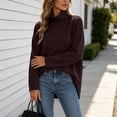 thumbnail image 6 of Tops for Women Long Sleeve Turtleneck Plus Size Solid Color Side Slit Top, 6 of 7