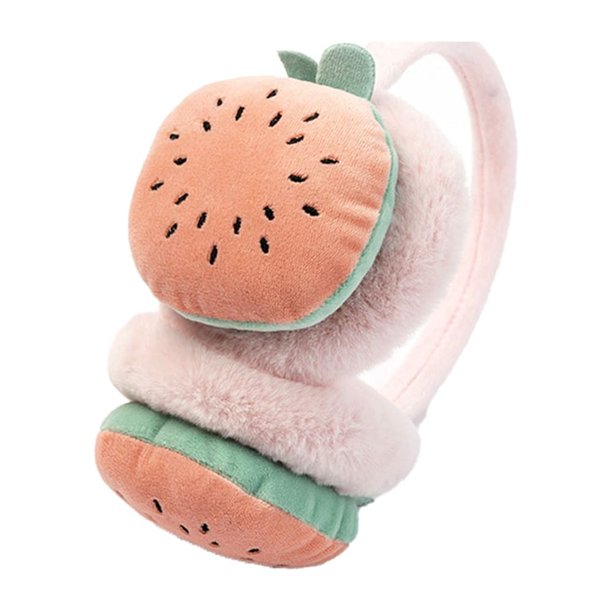 Orejeras calientes del invierno de las muchachas encantadoras orejeras espesadas borrosas de la fruta encantadora orejeras cómodas de la felpa