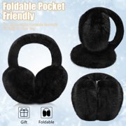 KOITHOT 2 Pcs Ear Muffs for Women, Foldable Fluffy Earmuffs with Headband, Multicolor Winter Outdoor Earmuffs