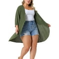 thumbnail image 2 of DARING DIVA Plus Size 3/4 Sleeve Swiss Dots Cover Up Cardigan 2X Army Green, 2 of 6