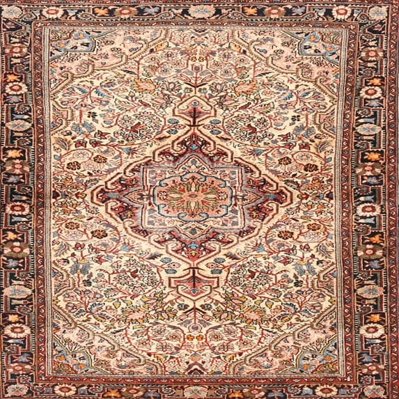 Ahgly Company Indoor Square Traditional Brown Persian Area Rugs, 6' Square