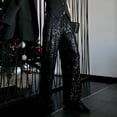 thumbnail image 3 of Pantalones Pantalones sueltos con purpurina para mujer, pantalones largos con lentejuelas brillantes, pantalones de pierna larga para fiesta Kuymtek Negro L para Mujer, 3 of 8