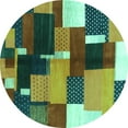 thumbnail image 1 of Ahgly Company Indoor Round Abstract Turquoise Blue Contemporary Area Rugs, 4' Round, 1 of 4