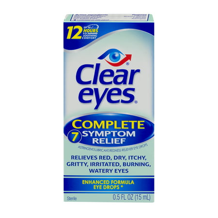 Clear Eyes 7 complet soulagement des symptômes Formule améliorée gouttes oculaires