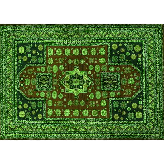 Ahgly Company Indoor Rectangle Persian Green Traditional Area Rugs, 5' x 7'