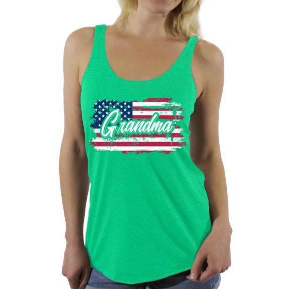 Awkward Styles American Flag Women Racerback Tank Top Patriotic Grandma Gifts Grandma USA Flag Racerback Tank Top Independence Day Vintage USA Racerback Tank Top for Grandma 4th of July