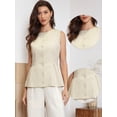 thumbnail image 2 of DARING DIVA Women's Stylish Linen Sleeveless Crew Neck Button Down Waistcoat L Apricot, 2 of 7