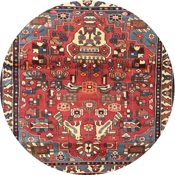 Ahgly Company Indoor Round Traditional Camel Brown Persian Area Rugs, 4' Round