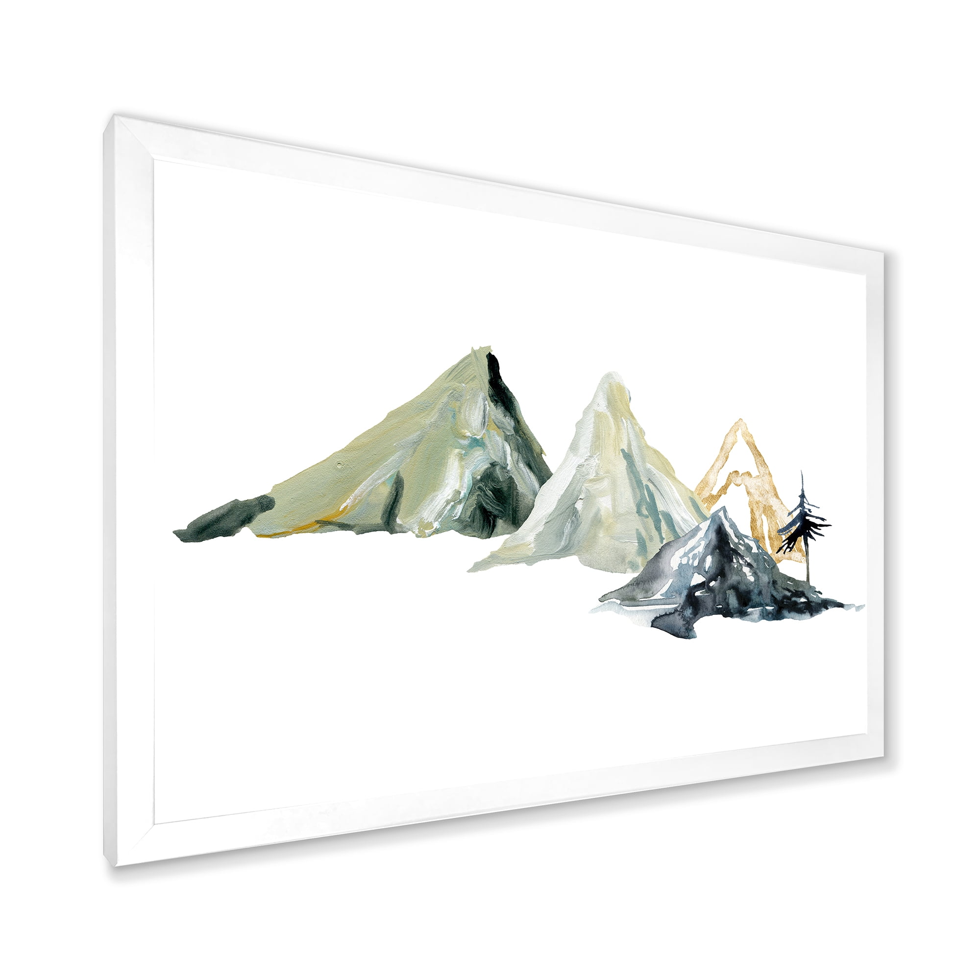 Designart 'Dark Blue Mountain Landscape Winter Minimalistic I' Modern Framed Art Print