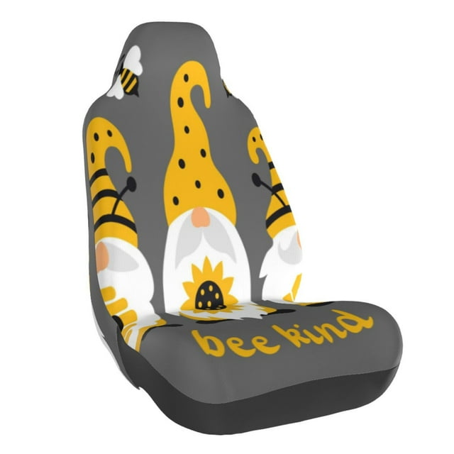 Wukai Bee Kind Full Set Car Seat Covers with Soft Padding Universal Auto Front Seats Protector and Cushion Mat