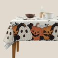 thumbnail image 4 of Halloween Tablecloth Square 60x60 Inch Burnt Orange Cream White Pumpkin Dark Black Rose Floral Holiday Themed Decorative Table Cloth Farmhouse for Indoor Party Kitchen Dinner Picnic Decor, 4 of 5