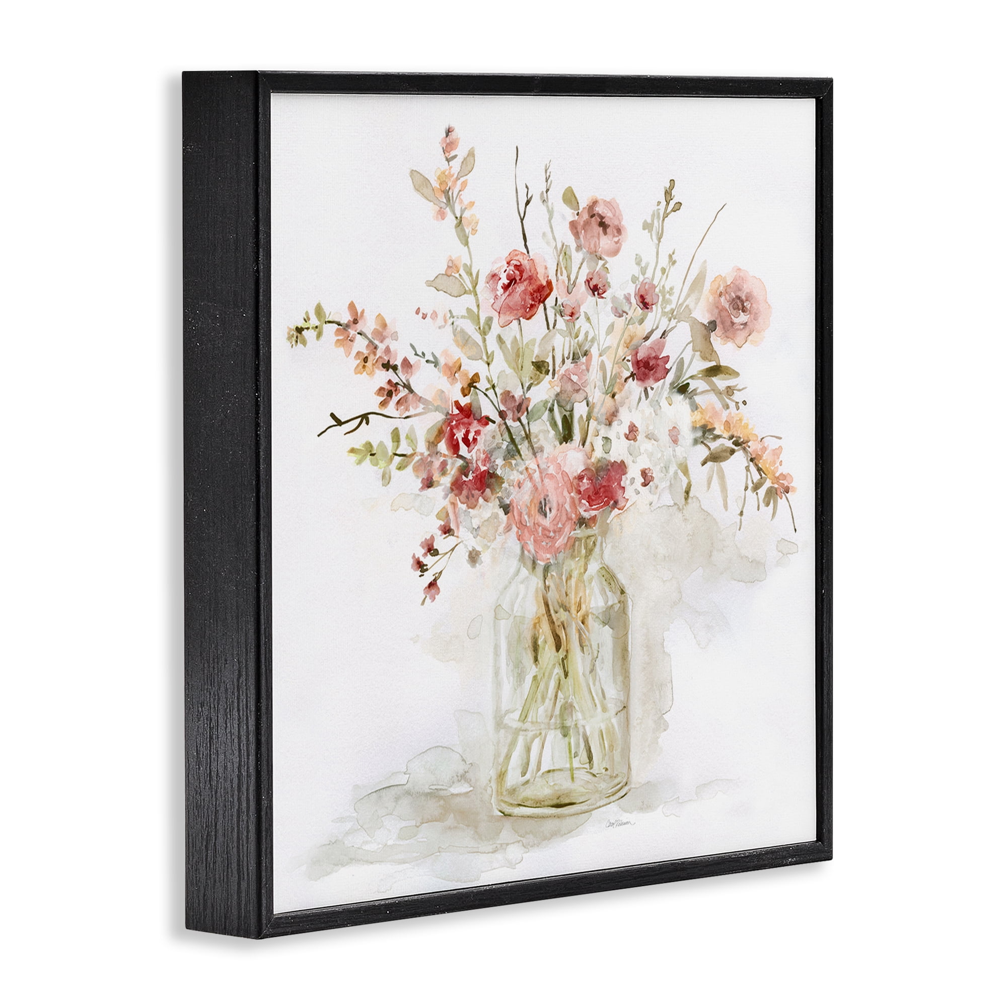 Stupell Industries Springtime Blooms in Glass Vase Black Framed Giclee Art, design by Carol Robinson