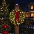 thumbnail image 5 of Christmas Norfolk Pine Wreath with Bow & LED Lights, Artificial Evergreen Wreath for Front Door Indoor Outdoor Christmas Decorations, Batteries Not Included, 5 of 8