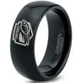 thumbnail image 1 of Tungsten Football Players Band Ring 8mm Men Women Comfort Fit Black Dome Polished, 1 of 4