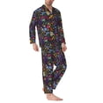 thumbnail image 2 of Sikiie Flowers And Birds Mens Pajama Set, Soft Warm Long Sleeve Sleepwear, Cozy Button-Down Pjs for Men-XX-Large, 2 of 7
