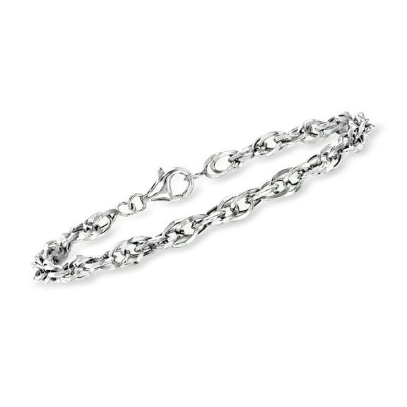 Ross-Simons 14kt White Gold Interlocking Double-Oval Link Bracelet, Women's, Adult