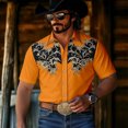 thumbnail image 2 of LIIPEE Western Cowboy Floral Graphic Shirt For Men Short Sleeve Turn Down Collar Button Up Shirts Male Comfortable Breathable Tops,S, 2 of 5