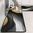 thumbnail image 2 of Kitchen Rugs Sets Of 2,Black White Marble Gold Wave Pattern Anti Fatigue Kitchen Mat Rugs Non Slip Washable,Decorative Kitchen Floor Mats for Kitchen,Sink,Laundry,17"x47"+17"x47", 2 of 5