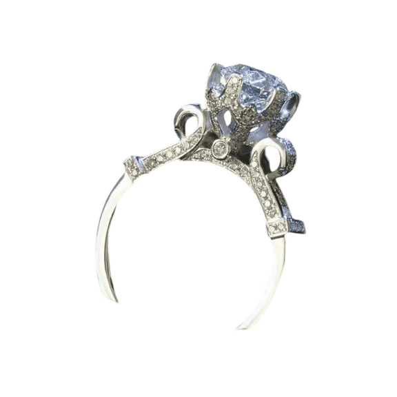 Aishvi Jewels 3 Ct Round Cut Moissanite Women Engagement Ring 14K White Gold Plated 925 Silver