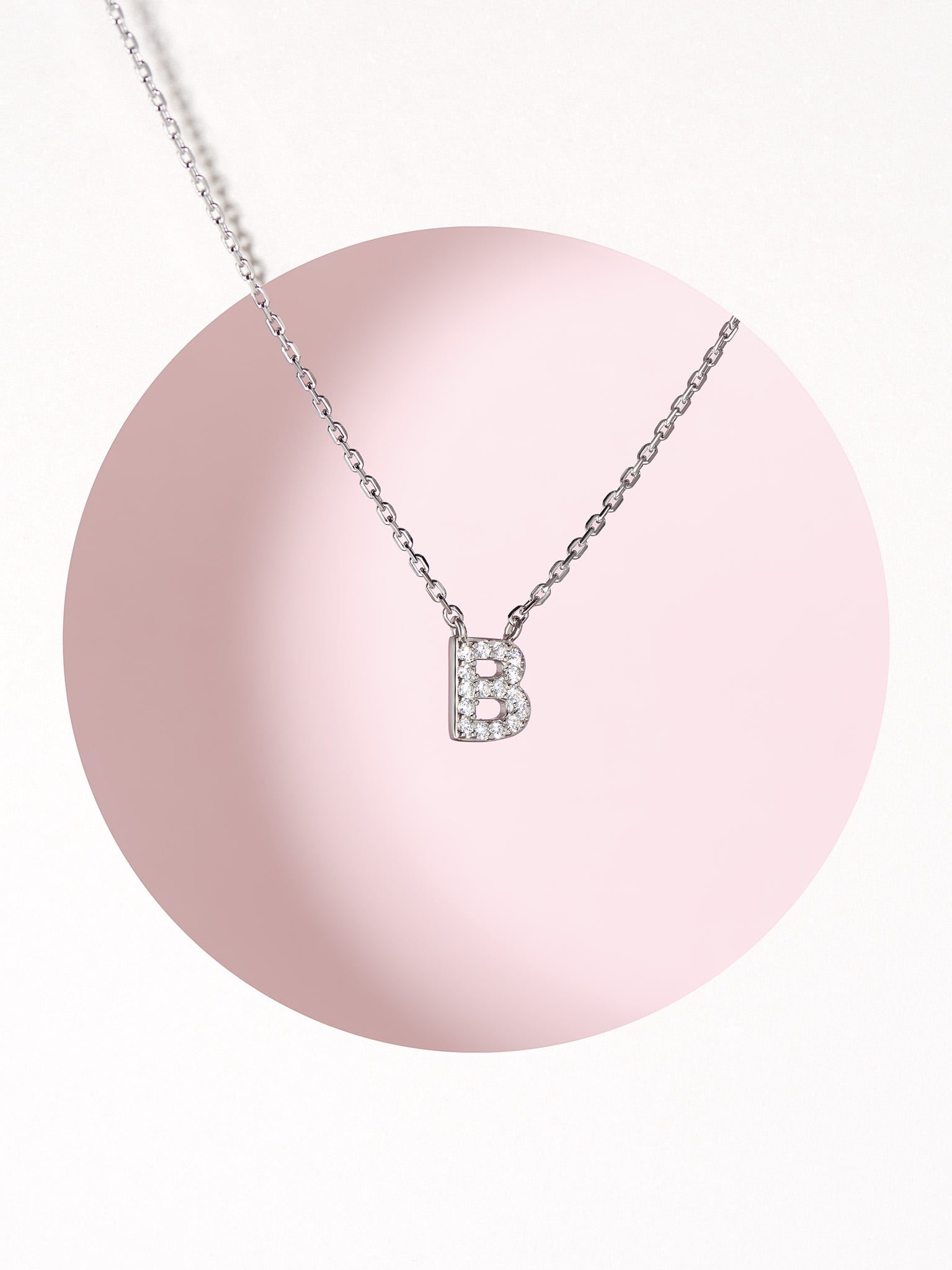 Forever Facets Women's Initial Letter "B" CZ Necklace in Sterling Silver, 18 inch