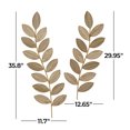 thumbnail image 3 of DecMode Brown Metal Leaf Wall Decor (2 Count), 3 of 8