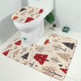 thumbnail image 2 of Beige Christmas Tree Pattern Bathroom Rugs Sets 3 Piece,Toilet Cover Set,Absorbent Non Slip Bathroom Mats Sets with U-Shaped Contour Rug Toilet Rug Set, 2 of 5