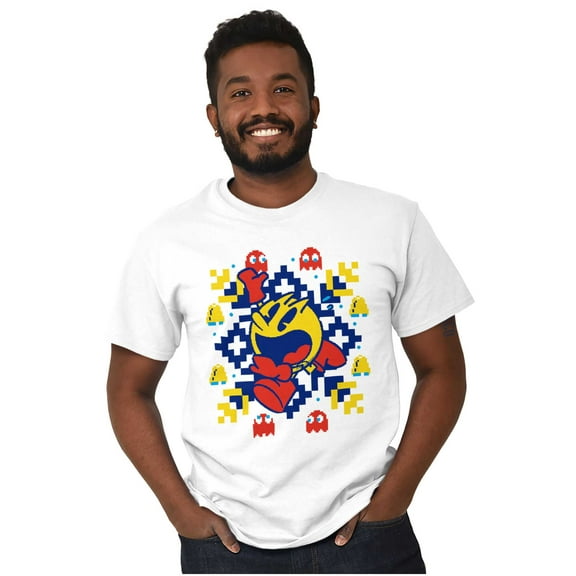 Ugly Christmas Pixel PACMAN Snowflake Men's Graphic T Shirt Tees Brisco Brands S