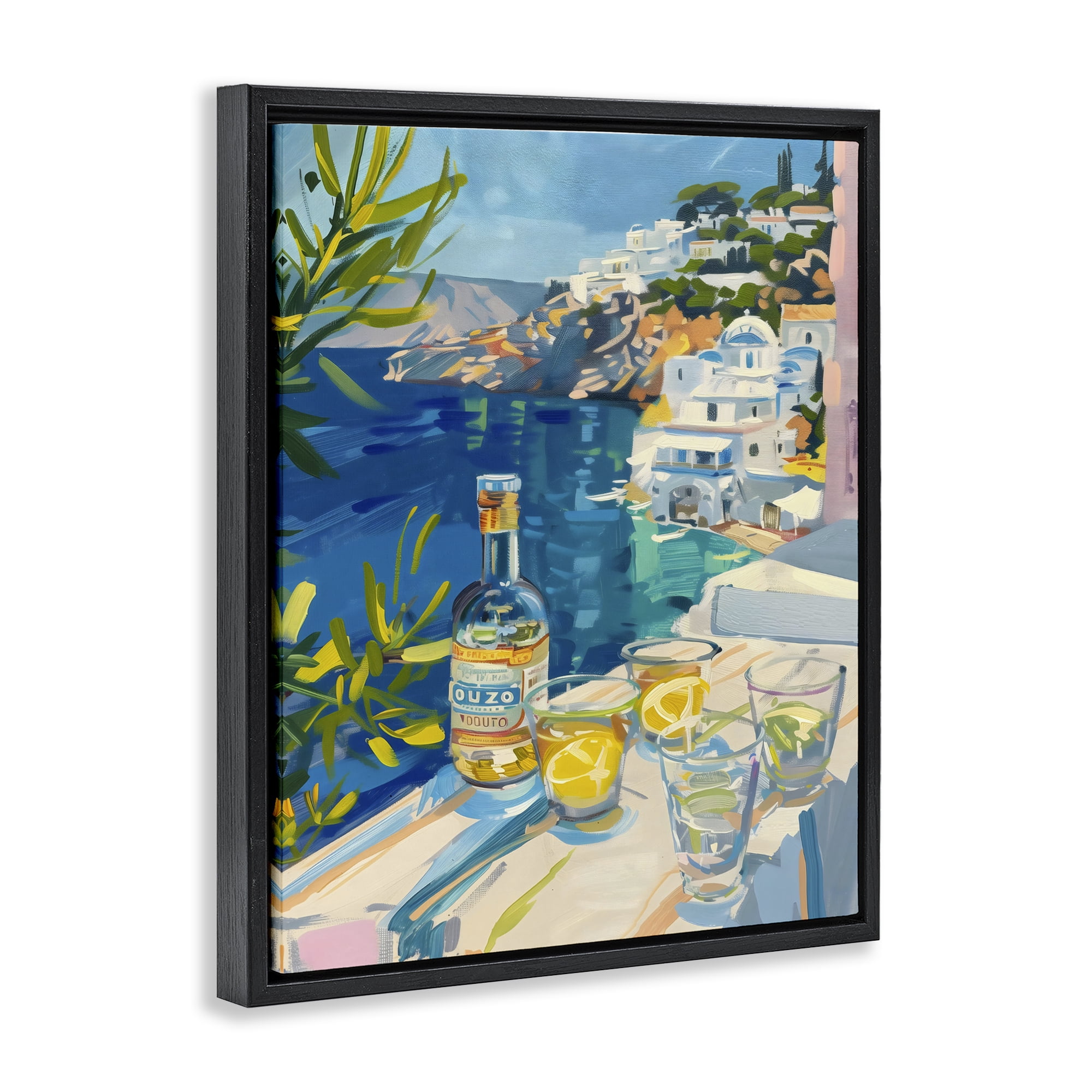 Stupell Industries Drink By The Sea Balcony Black Framed Floater Canvas Wall Art, design by The Prints Vibe