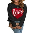 thumbnail image 1 of Valentine S Day Pull pour les Femmes Aiment Coeur Graphique Tricot Tees Col Rond Manches Longues Pull Tops Sweatshirts Blanc Rouge XL, 1 of 6