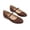 Brown, variant on hoksml Women's Cap Toe Mary Jane Flats, Adjustable Buckle Strap, Low Heel Dress Shoes, Black Brown Silver