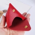 thumbnail image 4 of New Triangular Leather Coin Purse Portable Coin Change Storage Bag Button Small and Cute Wallet-red-, 4 of 7