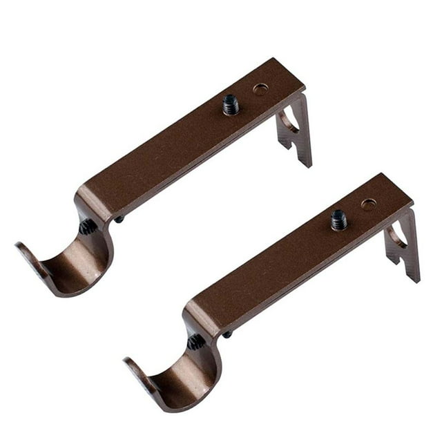 relayinert 2 Pcs Supports de Tringle à Rideau pour Fenêtre Maison Chambre Salon Support de Tringle à Rideau en Fer, Marron