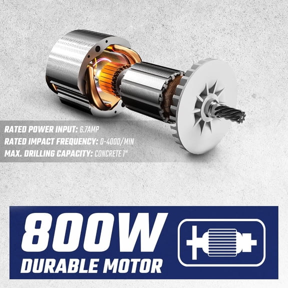 DongCheng 1 Inch SDS-Plus Rotary Hammer Drill with Safety , 6.7Amp Heavy Duty Corded Demolition Hammer for Concrete, 1200 RPM, 3.0 Joules, Including 4pcs Drill Bits